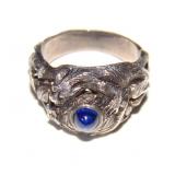 OLD RING MONGOOSE SNAKE FIGURAL BLUE CENTER STONE
