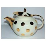 VINTAGE HALL GOLD POLKA DOT TEAPOT & LID