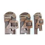 3 WINCHESTER ADJUSTABLE PIPE WRENCHES circa 1922
