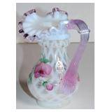 FENTON FRENCH OPALESCENT LATTICE LAVENDER CREST