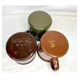 (3) KOREAN WAR era ENAMEL 1 PINT DRINKING CUPS
