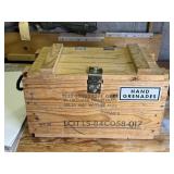 (35) HAND GRENADES in WOODEN HAND GRENADE BOX