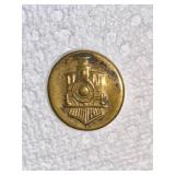 OLD BRASS RAILROAD TRAIN UNIFORM BUTTON