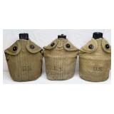 3 WW II U.S. MILITARY ISSUE CANTEENS + MORE