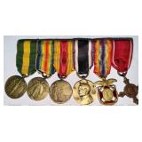 WW1 MINIATURE MEDALS RIBBON BAR (6)