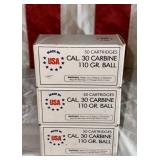 CAL. 30 CARBINE 110 GR. BALL AMMUNITION 150 rounds
