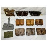 (11) VINTAGE MILITARY AMMO POUCHES TRIPLE DOUBLE