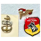 VINTAGE U.S. MILITARY INSIGNIA LOT - WAR DOGS MORE