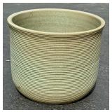 GREEN RIBBED CERAMIC PLANTER