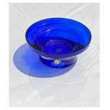 BEAUTIFUL COBALT & CLEAR BLOCK CRYSTAL BOWL