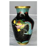 CHINESE DRAGON CLOISONNE ENAMEL VASE