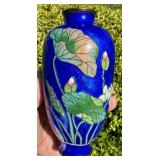 VINTAGE JAPANESE CLOISONNE FOIL WATER LILY VASE