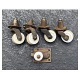 4 WHITE PORCELAIN FURNITURE CASTERS WHEELS more
