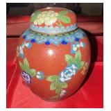 OLD CHINESE CLOISONNE ENAMEL LID TEA BOX - FLOWERS