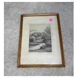 ALPHONSE LEGROS SIGNED ETCHING - Le LAVOIR