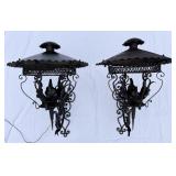2 GOTHIC SPANISH REVIVAL WROUGHT IRON WALL SCONCES