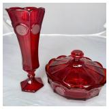 2 FOSTORIA RUBY RED COIN GLASS COLLECTIBLES