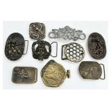 9 VINTAGE BELT BUCKLES circa 1970