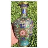 VINTAGE CLOISONNE ENAMEL FLORAL VASE - UNFINISHED?