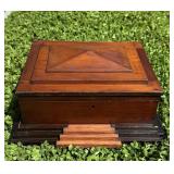 FOLK TRAMP ART JEWELRY BOX SECRET COMPARTMENT