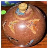 VINTAGE CLOISONNE ENAMEL COVERED VESSEL BUTTERFLY