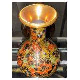 VINTAGE STYLIZED FLOWERS CLOISONNE ENAMEL VASE