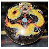 VINTAGE CLOISSONE ENAMEL COVERED DISH - DRAGON