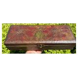 OLD PYROGRAPHY GLOVE JEWELRY & PUZZLE WOOD BOXES