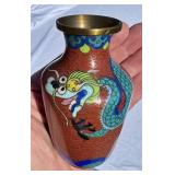 DRAGON CLOISONNE ENAMEL VASE