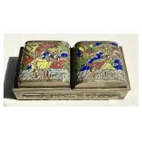 CHINESE REPOUSSE ENAMEL -  FIGHTING DRAGON SERPENT