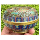 VINTAGE CLOISSONE ENAMEL COVERED DISH - FLOWERS