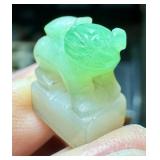 MINIATURE CARVED FOO DOG on PEDESTAL