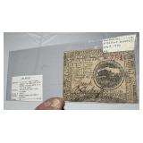 CONTINENTAL CURRENCY MAY 9, 1776 - $4 BANKNOTE
