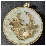 (2) VINTAGE JADE GOOD FORTUNE REVERSIBLE PENDANT