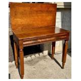 ANTIQUE WALNUT WOOD GAME TABLE FOLDING SWIVEL TOP