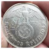 1937 GERMAN 2 REICHSMARK SILVER COIN