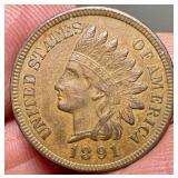 (2) INDIAN HEAD PENNIES - 1891 & 1893