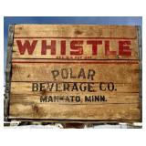 WHISTLE SODA POP ADVERTISING WOOD CRATE