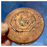 JAPANESE SEAL INK HOLDER HANKO INKAN DRAGON COPPER
