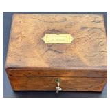 ANTIQUE TRAVEL BOX KEY SECRET COMPARTMENT MAHOGANY