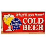 PABST BLUE RIBBON BEER TIN LITHO ADVERTISING SIGN