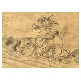 OLD CHINESE SCROLL WARRIOR SIGNED by ARTIST