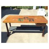 Steel Leg, Wood Top Work Bench