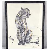 Watercolor, Leopard, signed Lucic