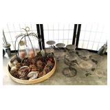 Centerpiece in Basket, Pair of Candleholders.