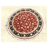 Red Round Oriental Area Rug 102"d