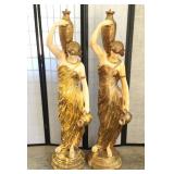 Pair of Greek Goddess Water Bearer Lamp Bases