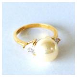 18k G.F. Ring with Faux Pearl