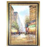 Framed Oil, Street Scene, signed Morgan