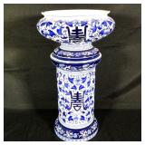 Chinese Blue and White Jardiniere and Base